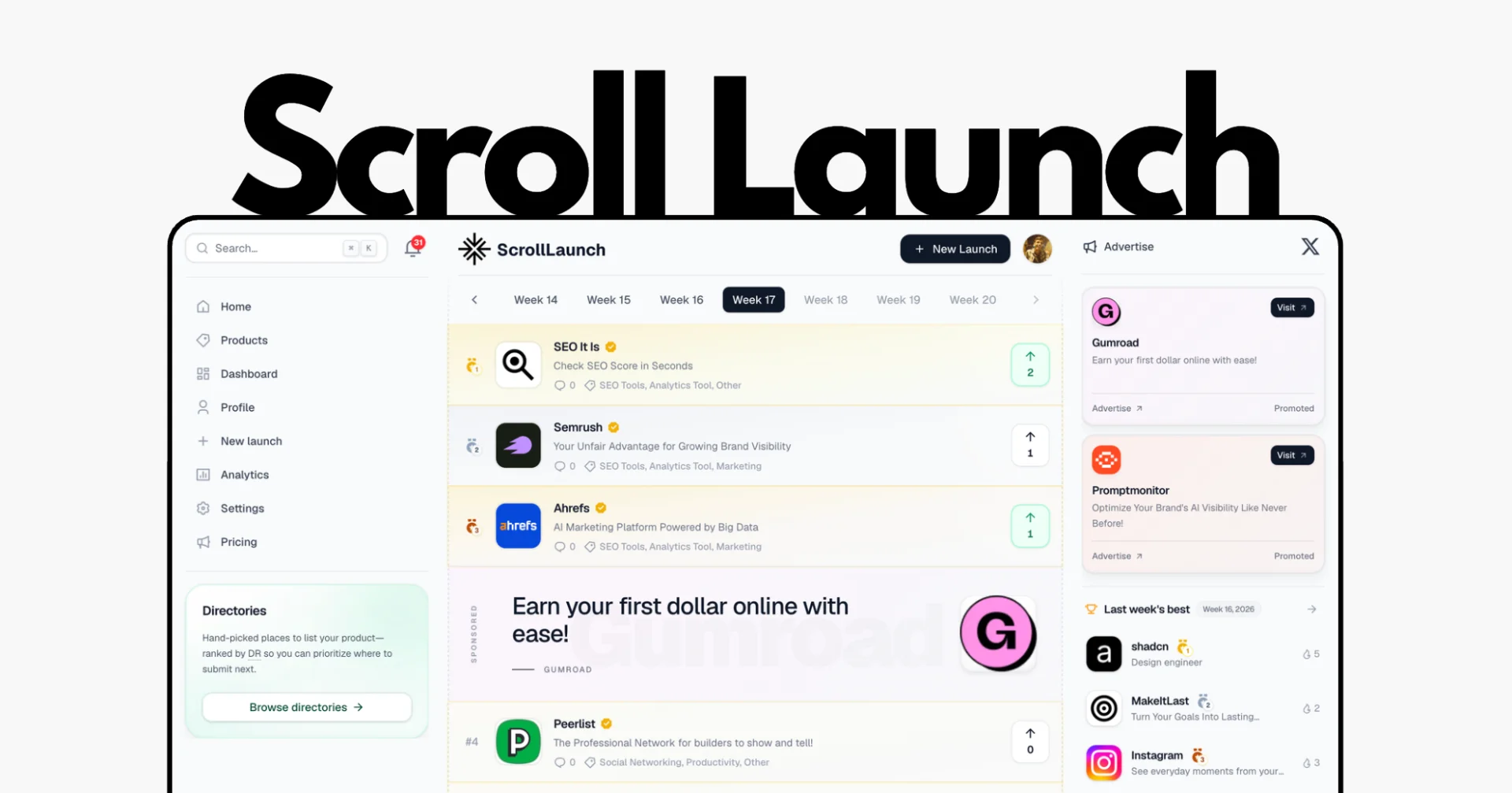 Scroll Launch - Product Image