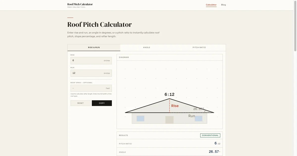Roof Pitch Calculator - Product Image